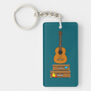 Porte-clefs Voyage Heureux avec Bagages et Guitare
