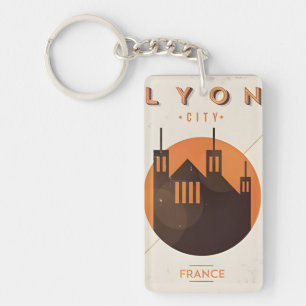 Porte-clefs voyage vintage rétro souvenir Lyon france tourisme
