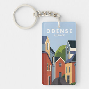 Porte-clefs voyage vintage rétro souvenir odense denmark
