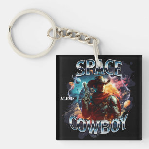 Porte-clefs Vrai cow-boy de l'espace dans l'espace extra-atmos