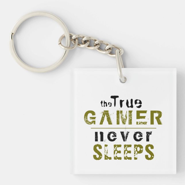 Porte-clefs Vrai Gamer ne dort jamais Typographie Gamer (Devant)