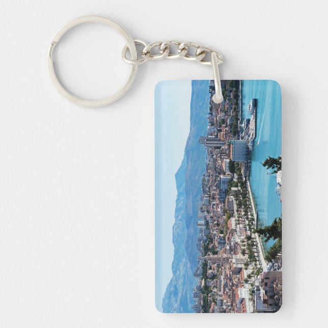 Porte-clefs Vue aérienne du front de mer de la ville de Split, (Devant)