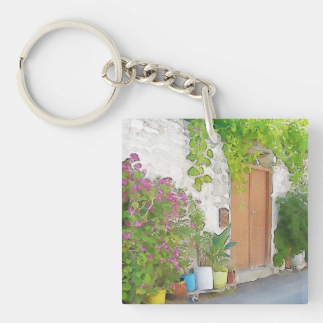 Porte-clefs Vue de rue aquarelle (Devant)