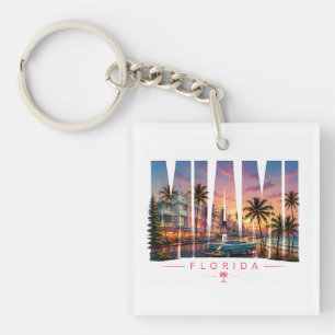 Porte-clefs 🌴 Vues côtières de voyage à Miami Beach 🌴