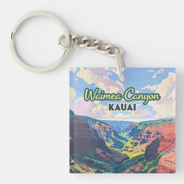 Porte-clefs Waimea Canyon Kauai Hawaii Paysage Rétro (Devant)