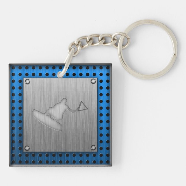 Porte-clefs Wakeboarder balayé de Métal-regard (Dos)