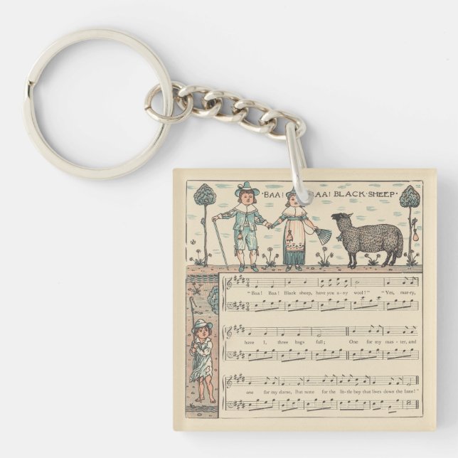 Porte-clefs Walter Crane Baa Baa Mouton Noir Comptine (Devant)