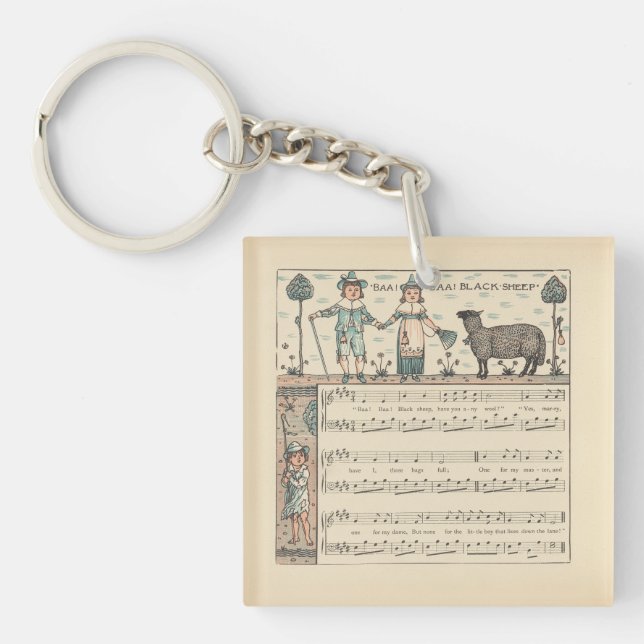 Porte-clefs Walter Crane Baa Baa Mouton Noir Comptine (Devant)