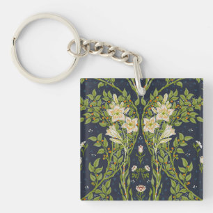 Porte-clefs Walter Crane Vintage Marine Blanche Motif Lys