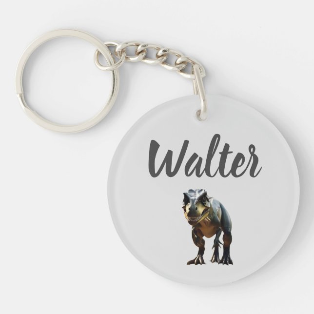 Porte-clefs Walter Nom Avec T Rex Dinosaur, (Devant)