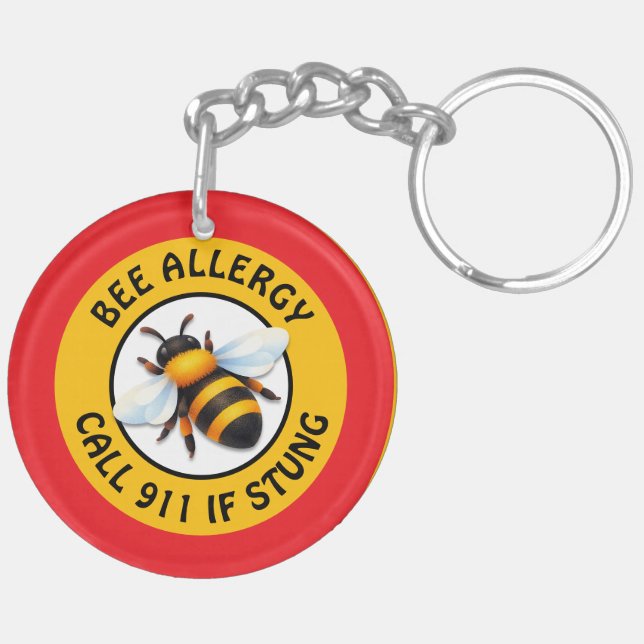 Porte-clefs Warning Severe BEE Allergy Alert Button (Dos gauche)