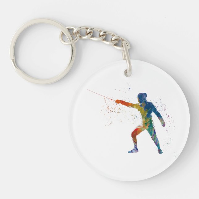 Porte-clefs watercolor fencing (Devant)