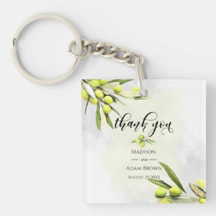 Porte-clefs Watercolor Olive Branches Wedding Thank You