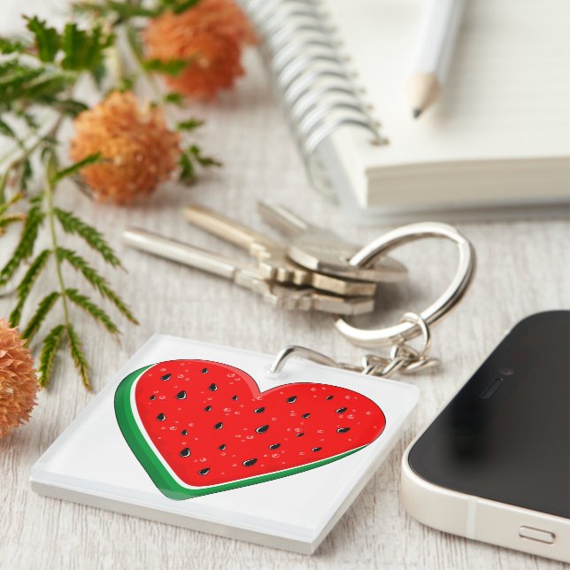 Porte-clefs Watermelon Heart Valentine's Day Free Palestine (Devant Droit)