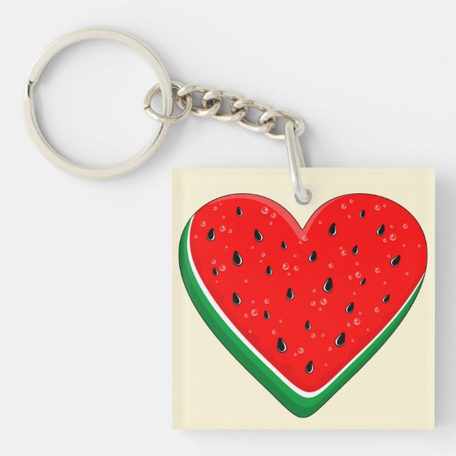 Porte-clefs Watermelon Heart Valentine's Day Free Palestine (Devant)