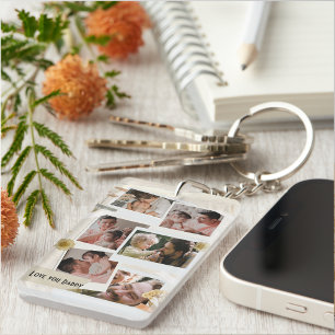 Porte-clefs We Love You Papa Photo Collage