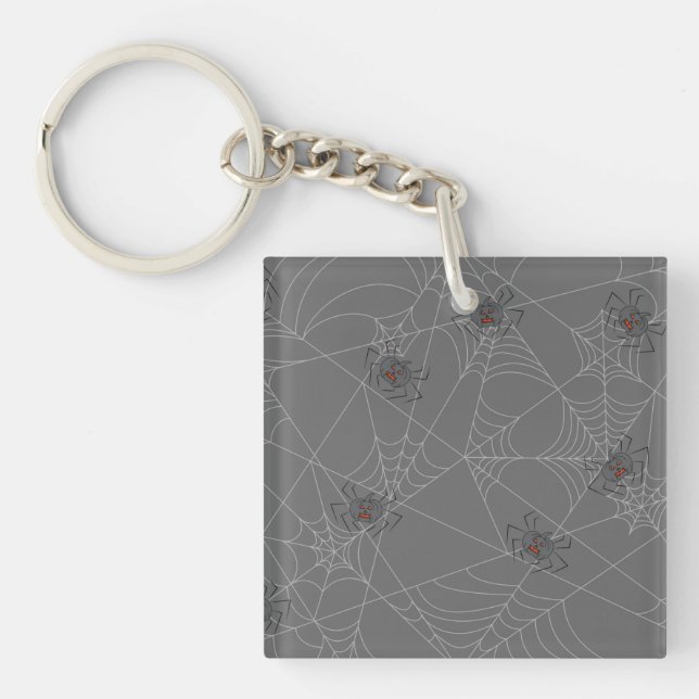 Porte-clefs Web et citrouilles d'araignées d'Halloween (Devant)