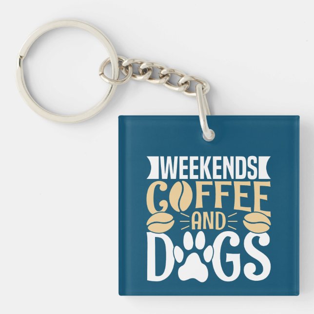 Porte-clefs Week-ends Café et Chiens (Devant)