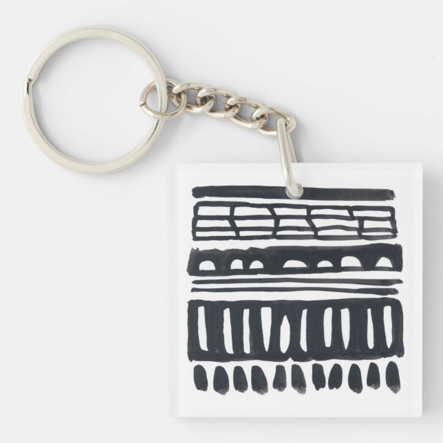 Porte-clefs Weft I | Aquarelle noire moderne (Devant)
