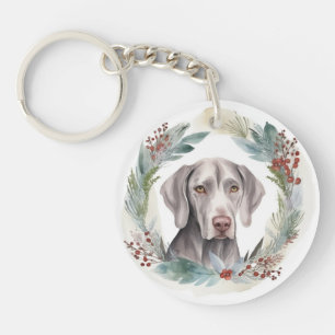 Porte-clefs Weimaraner Christmas Wreath Festive Pup