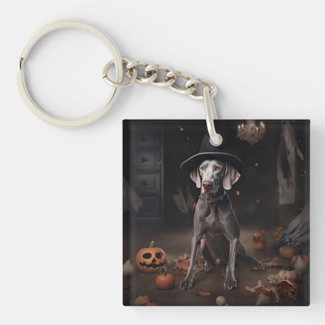 Porte-clefs Weimaraner Citrouilles Halloween effrayant (Devant)
