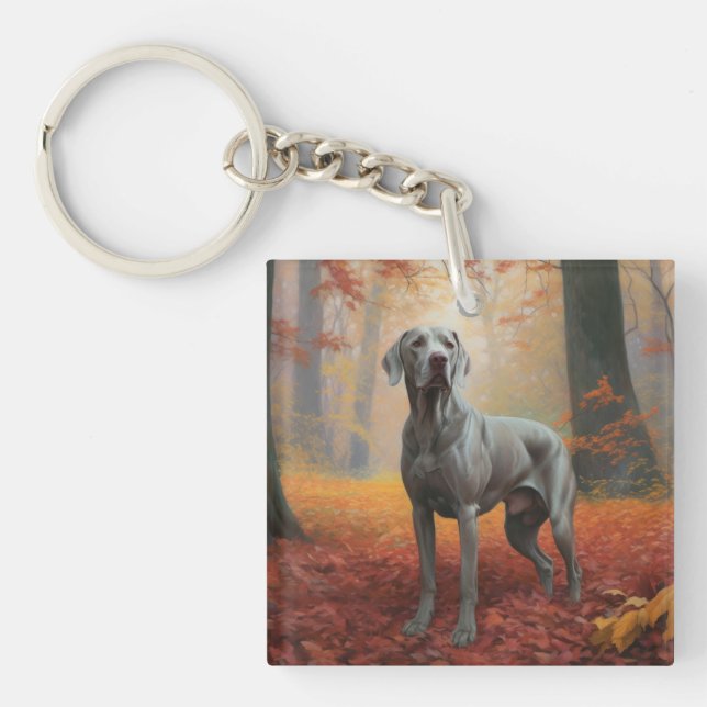 Porte-clefs Weimaraner en automne Leaves automne Inspire (Devant)
