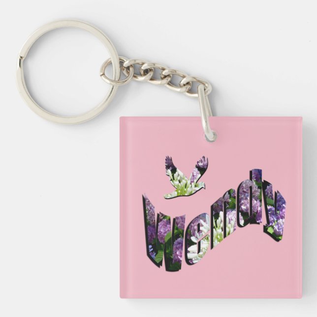 Porte-clefs Wendy, Nom, Logo Floral, (Devant)