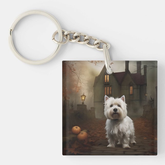 Porte-clefs West Highland White Terrier Halloween effrayant (Devant)