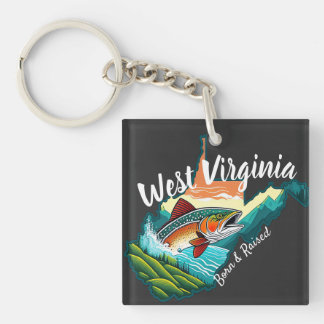 Porte-clefs West Virginia Mountain State Reel Sports de pêche