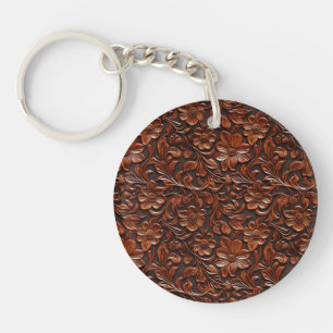 Porte-clefs Western Cowgirl Brown Floral
