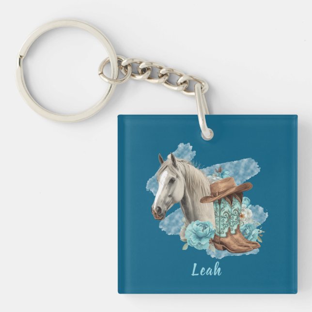 Porte-clefs Western Horse Floral Keychain (Devant)