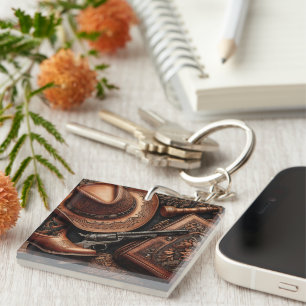 Porte-clefs Western Trio : Casquette, Bottes, Revolver