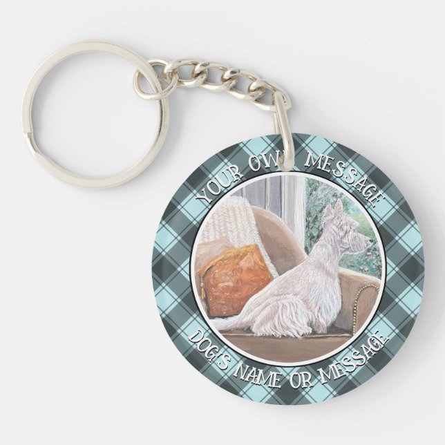 Porte-clefs Westie regardant par une fenêtre (Devant)