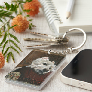 Porte-clefs Westie sur canapé