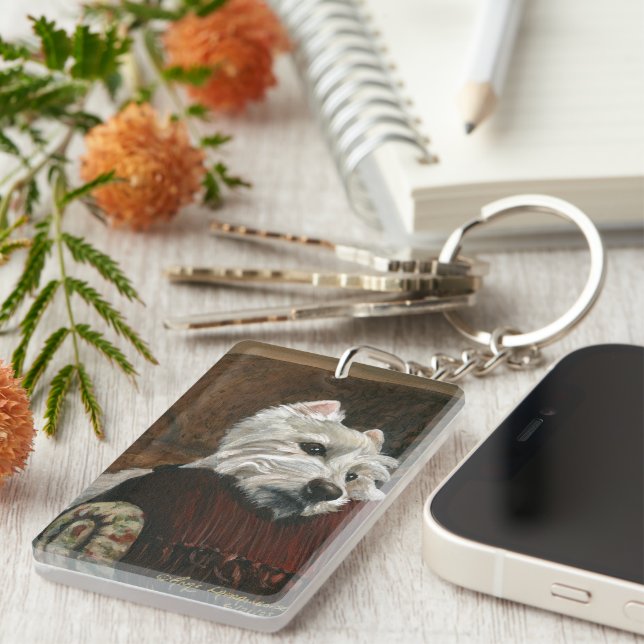 Porte-clefs Westie sur canapé (Devant droit)