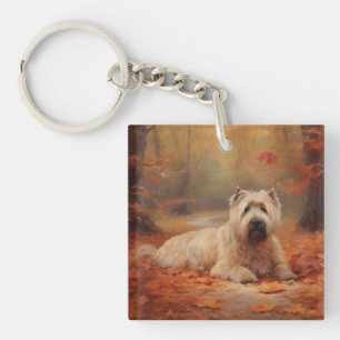 Porte-clefs Wheaten Terrier dans les feuilles d'automne automn