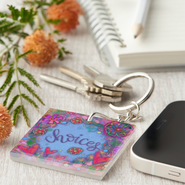 Porte-clefs Whimsical Boho Hearts Choices Inspirivity Porte -  (Devant Droit)