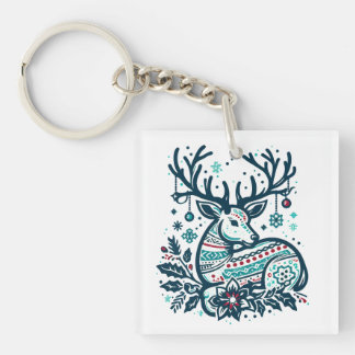 Porte-clefs Whimsical Christmas Deer Vector Clipart - Festive