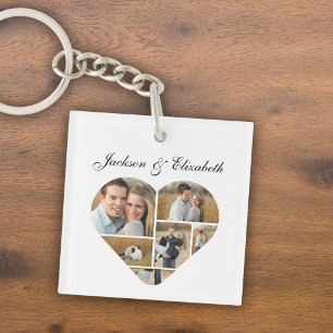 Porte-clefs Whimsical Lovely Heart Personnalisé Photo Collage