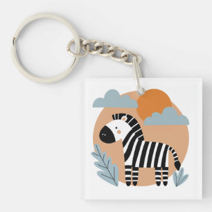 Porte-clefs Whimsical Zebra Scandinave Influencée