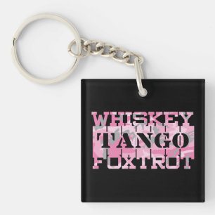 Porte-clefs Whiskey Tango Foxtrot camouflage rose militaire