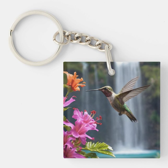 Porte-clefs "Whispers of Nature : Hummingbird, Cascade, (Devant)