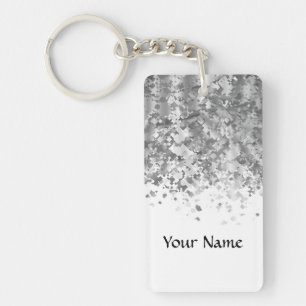Porte-clefs White and Faux glitter personalized