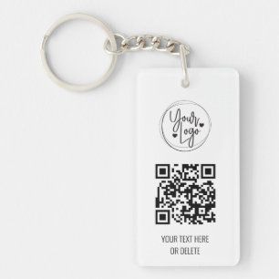 Porte-clefs White Clean Simple QR Code Logo Porte - clé d'ent