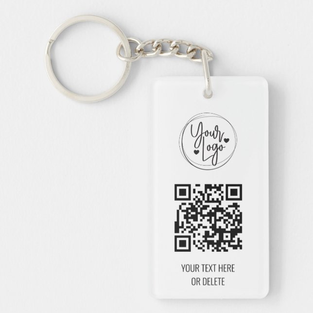 Porte-clefs White Clean Simple QR Code Logo Porte - clé d'entr (Devant)