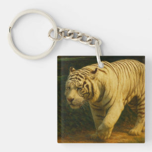 Porte-clefs White Tiger Majesty - Stylisé Art de la faune