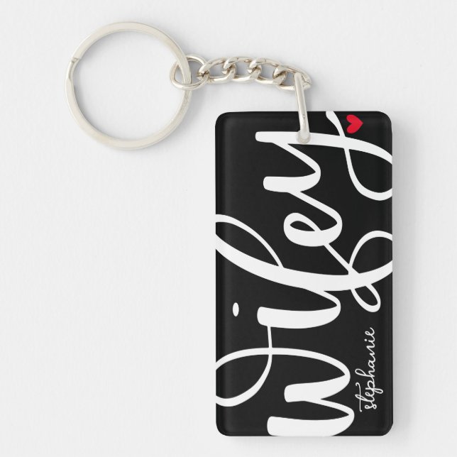 Porte-clefs Wifey | Design de texte blanc avec photo (Devant)