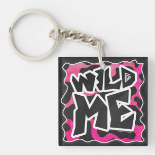 Porte-clefs Wild Me Vache rose et blanc