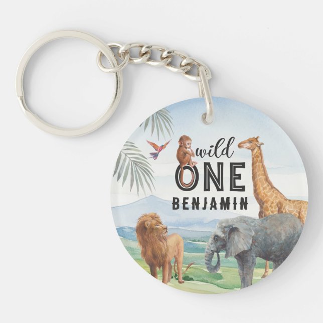 Porte-clefs Wild One Animaux africains 1er anniversaire (Devant)