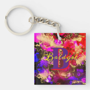 Porte-clefs Wild Purple and Fuscia Alcohol Ink